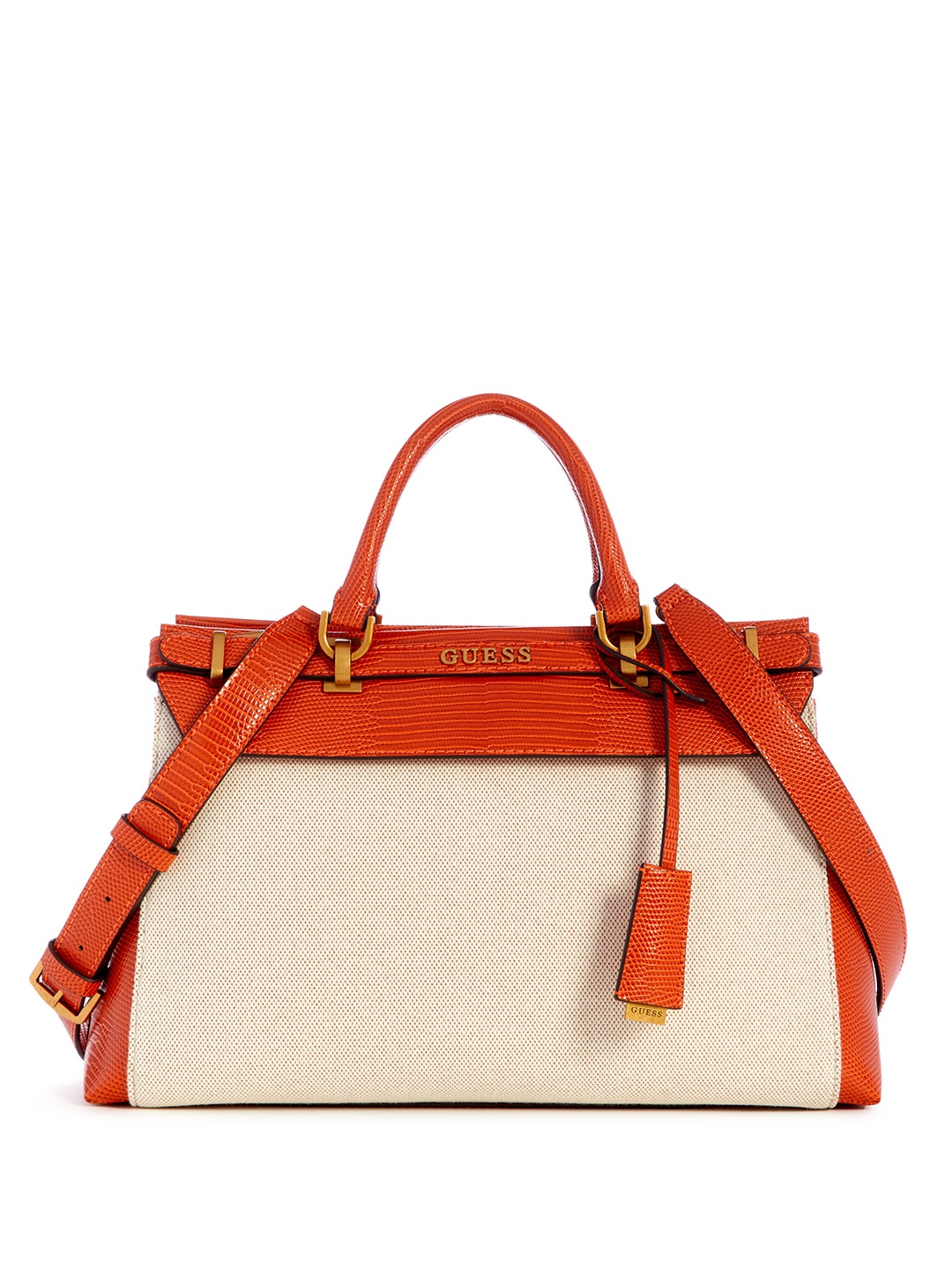 

GUESS Colourblocked Structured Handheld Bag, Beige