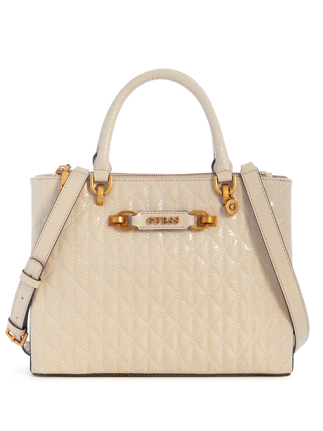 

GUESS Textured Structured Handheld Bag with Quilted, Beige