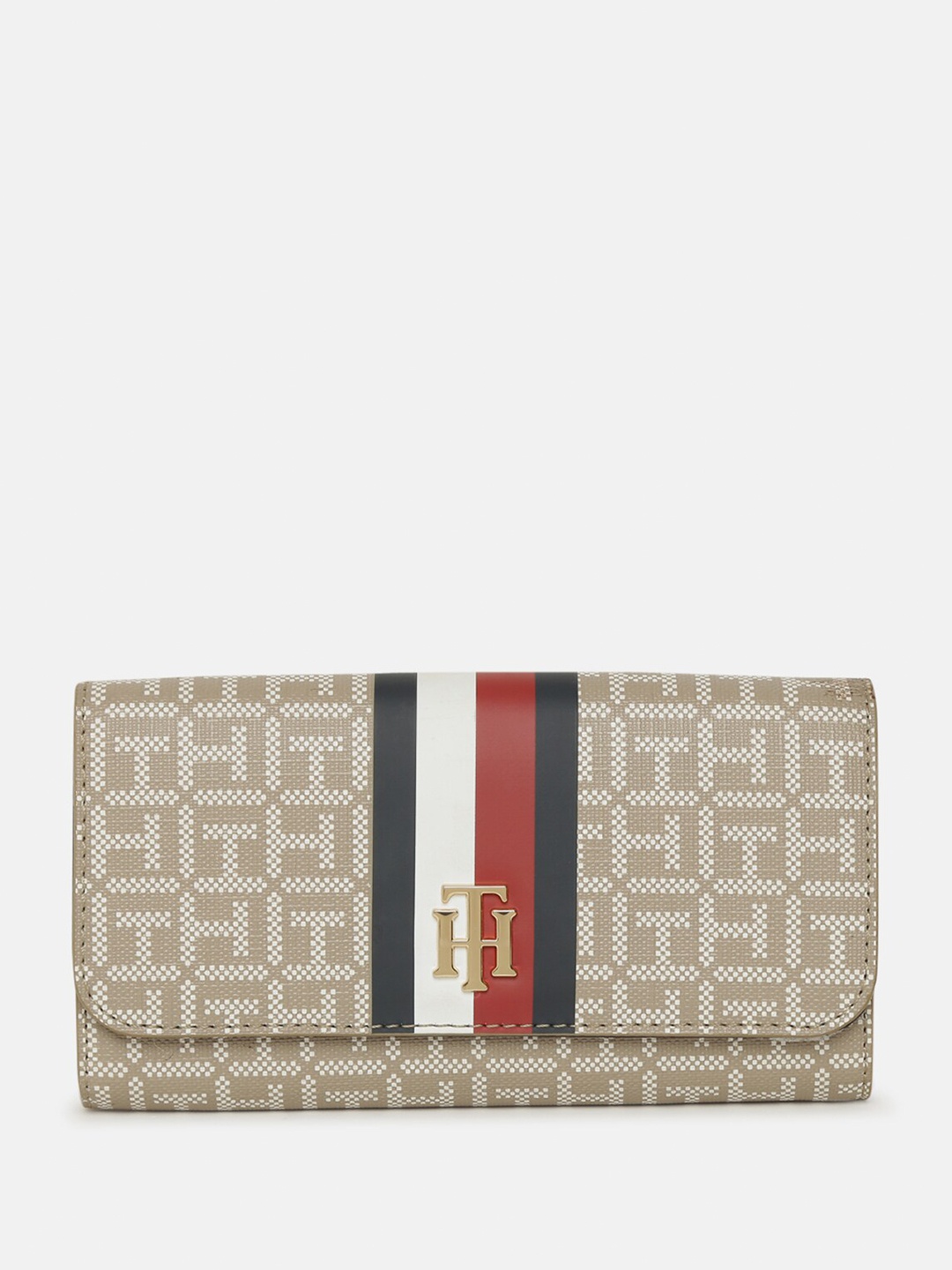 

Tommy Hilfiger Women Printed Two Fold Wallet, Beige