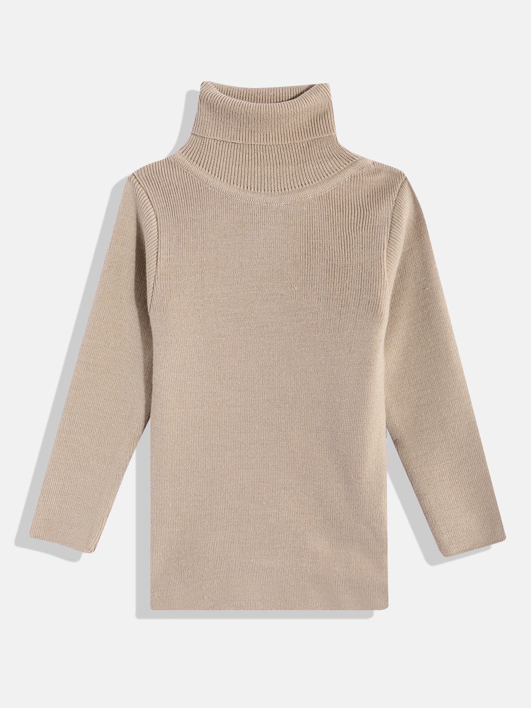 

RVK Kids Solid Turtle Neck Pullover, Beige