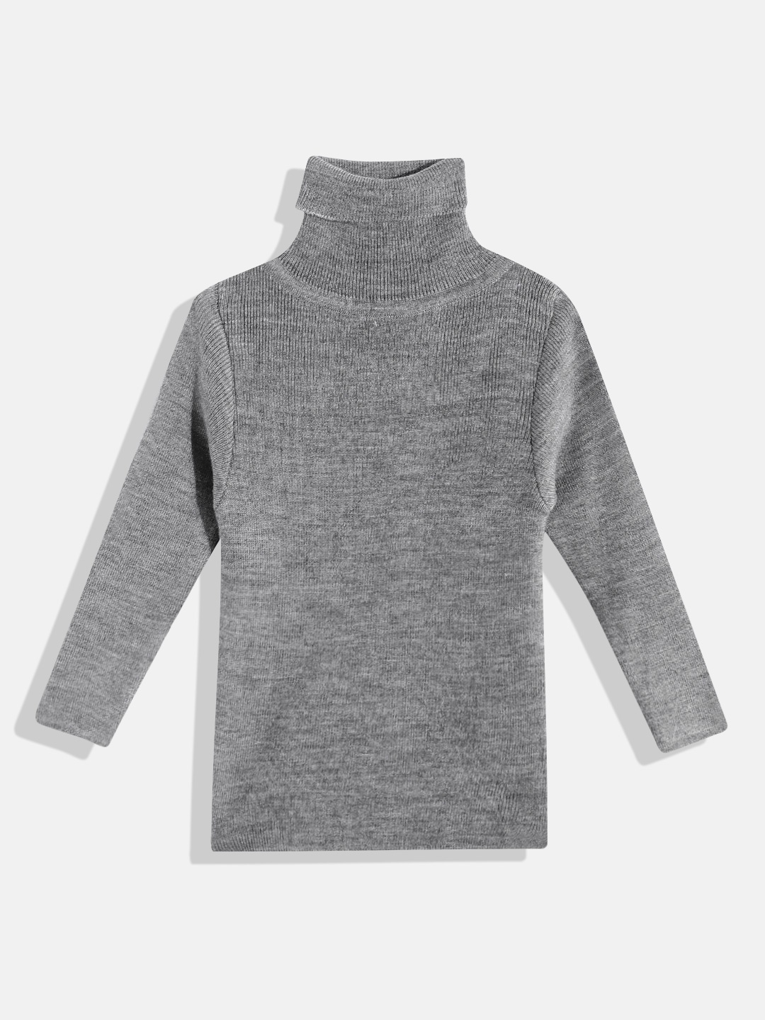 

RVK Kids Solid Turtle Neck Pullover, Grey melange