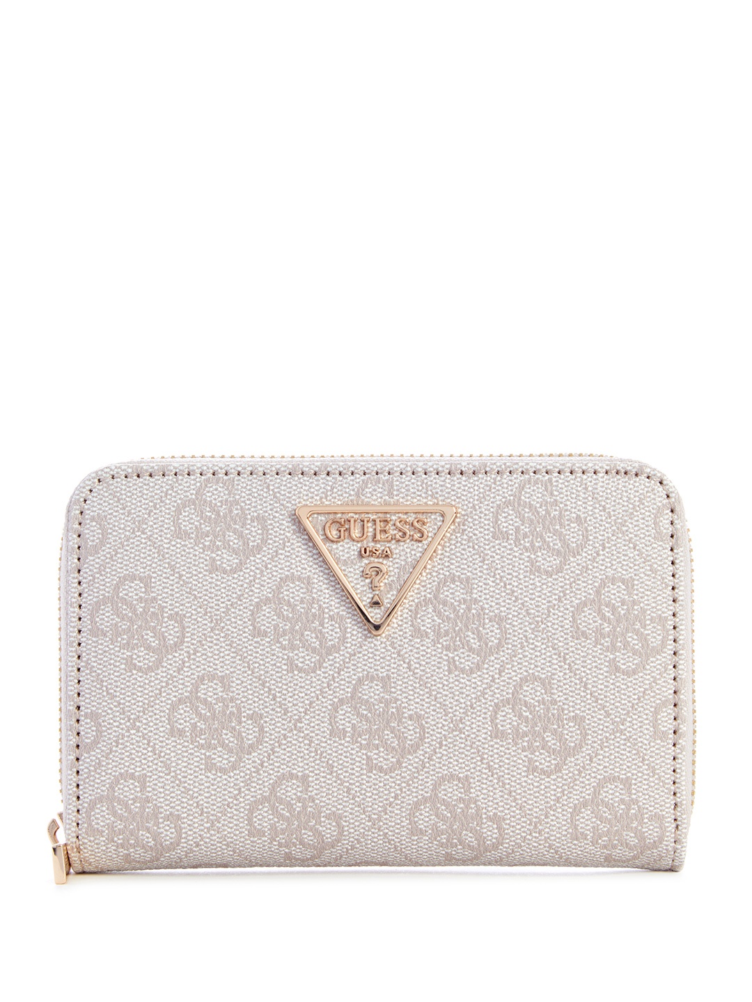 

GUESS Women Brand Logo Printed Zip Around Wallet, Off white