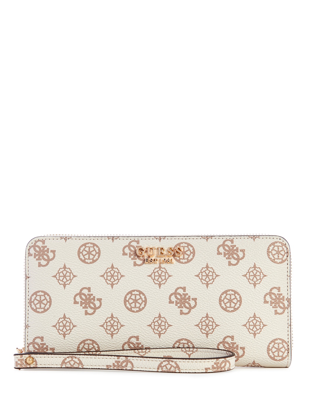 

GUESS Women Brand Logo Printed Zip Around Wallet, Off white