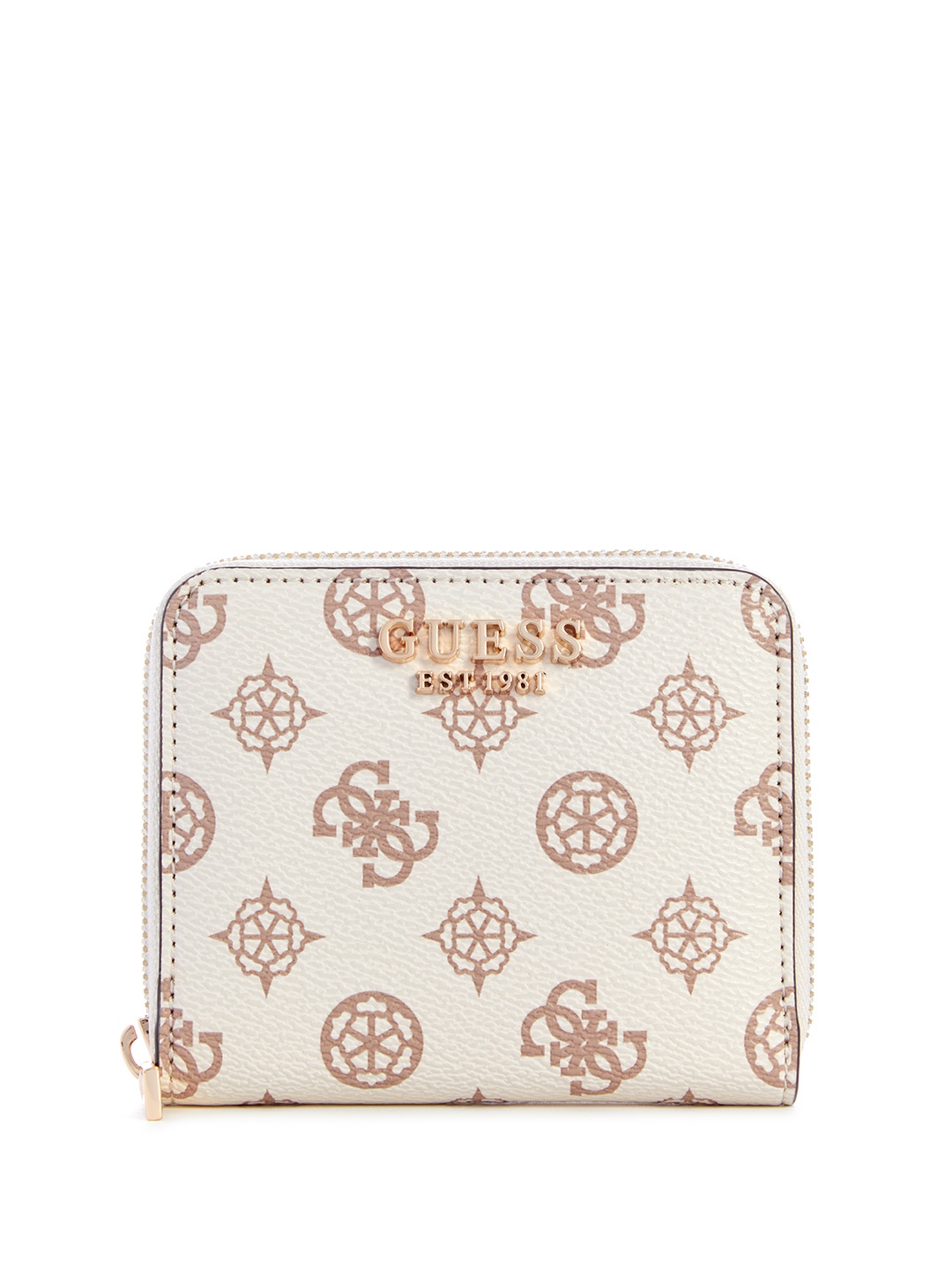 

GUESS Women Brand Logo Printed Zip Around Wallet, Off white
