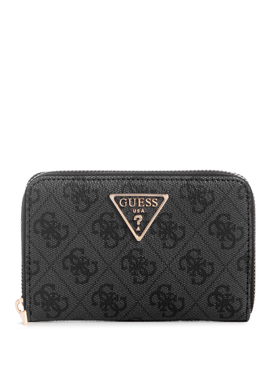 

GUESS Brand Logo Printed PU Zip Around Wallet, Black