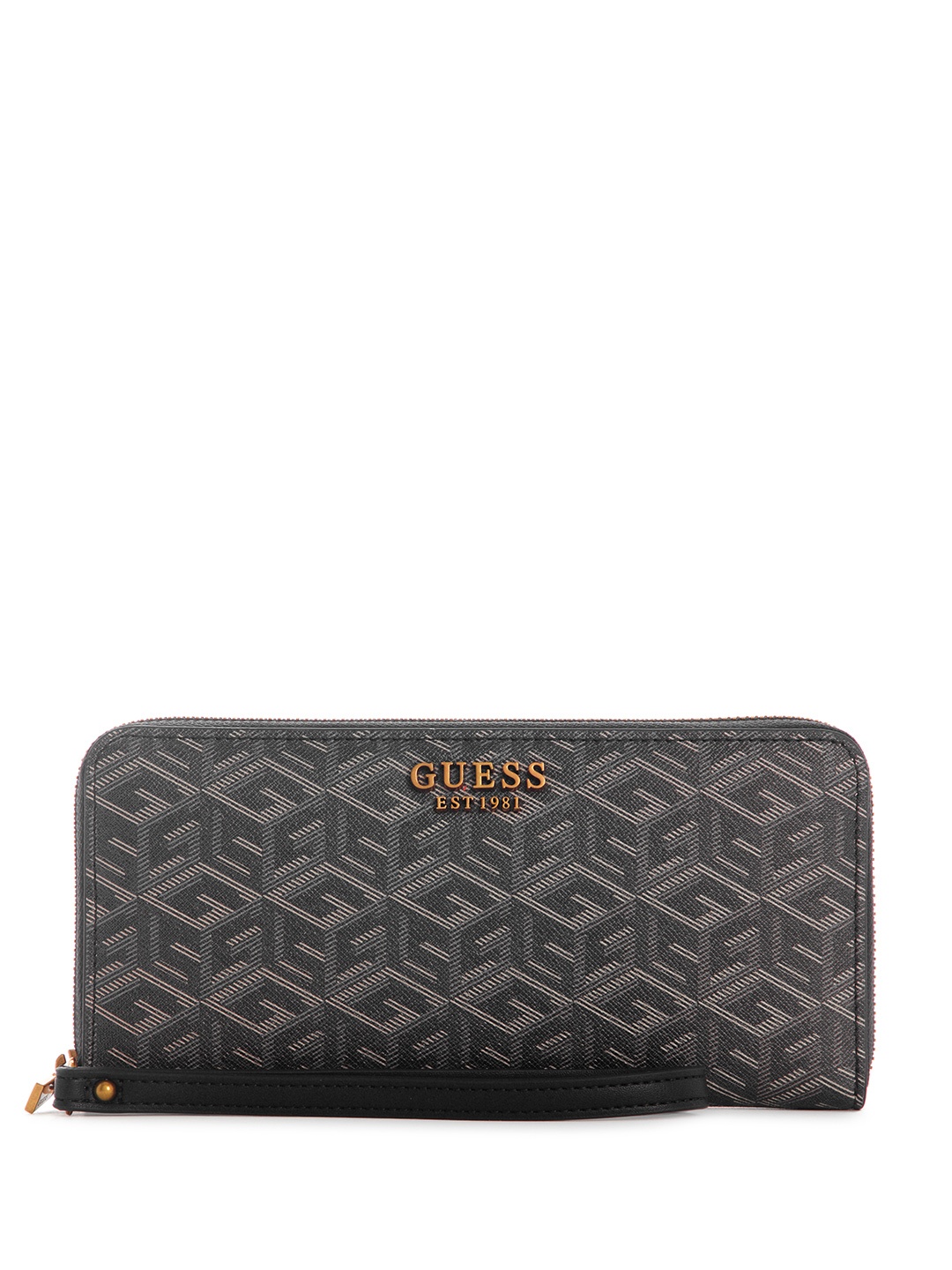 

GUESS Brand Logo Printed Zip Around Wallet, Black