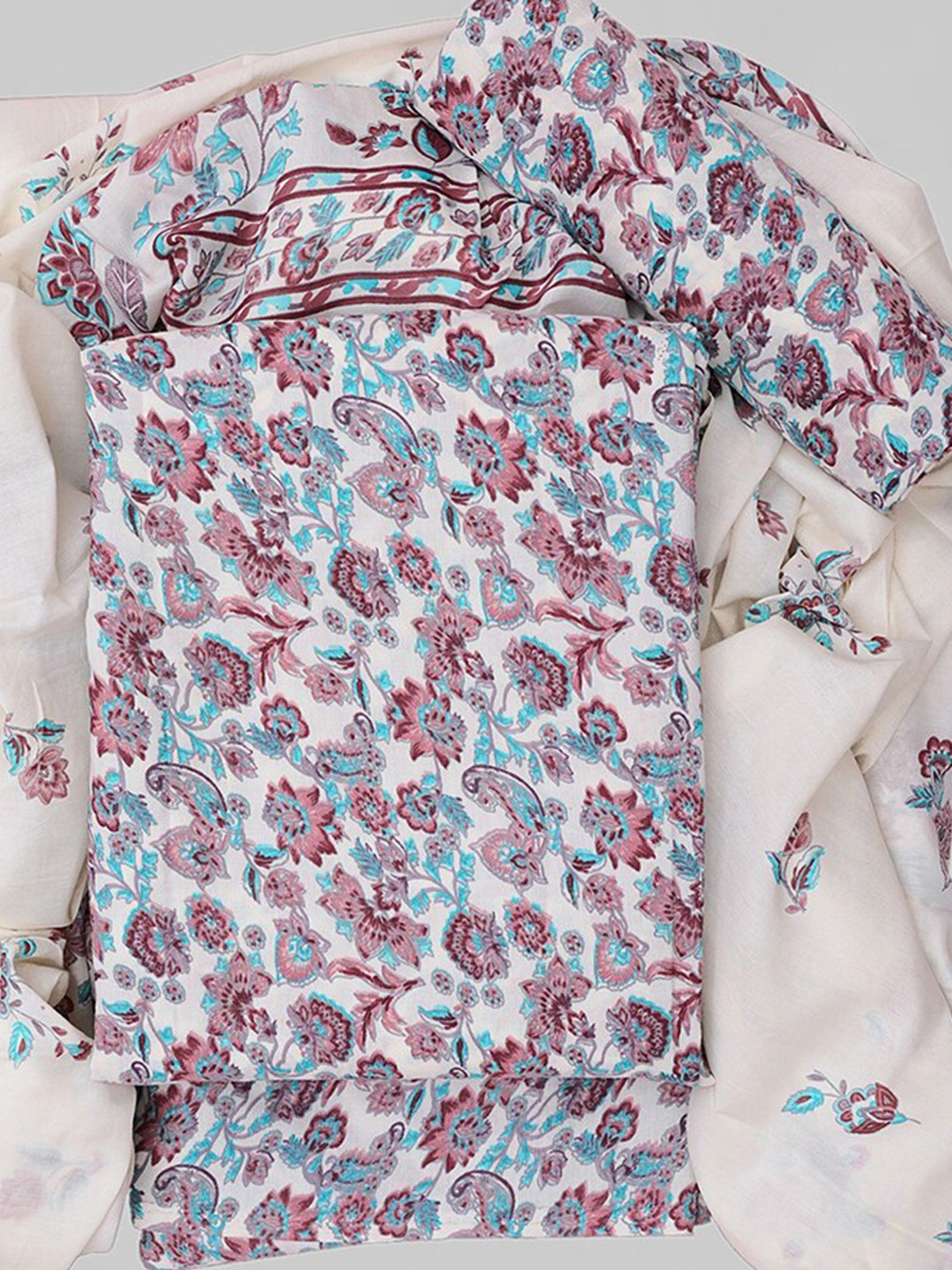 

KALINI Floral Printed Unstitched Dress Material, Mauve