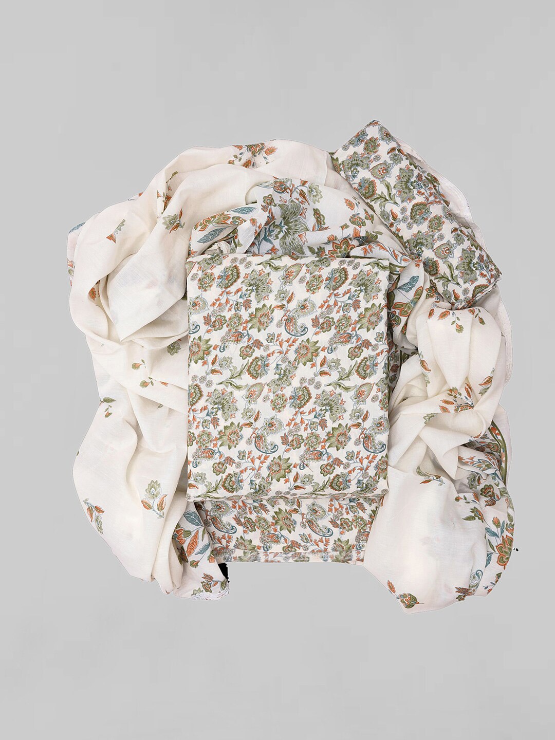 

KALINI Floral Printed Unstitched Dress Material, Green