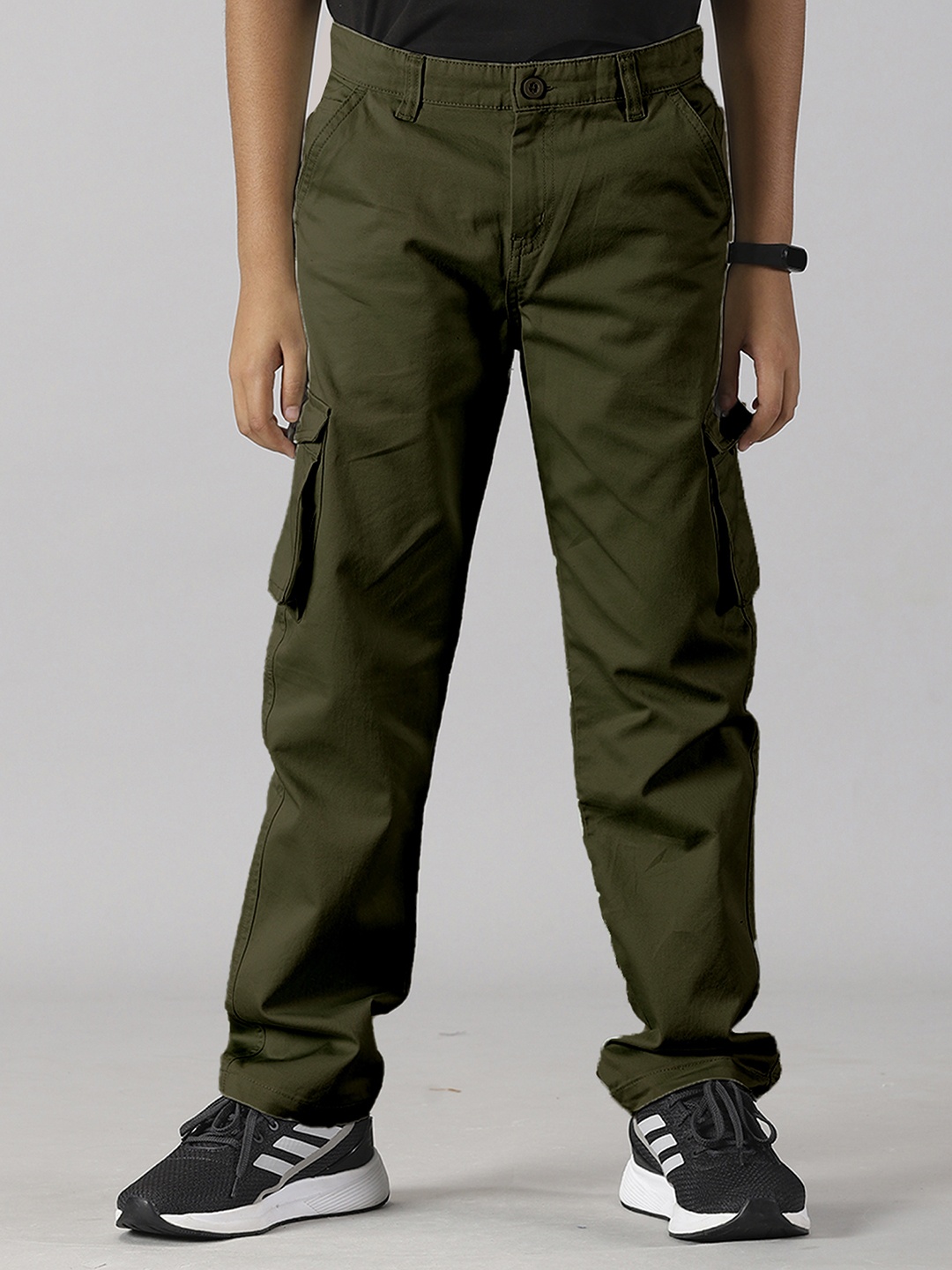 

KiddoPanti Boys Mid-Rise Pure Cotton Cargos, Green