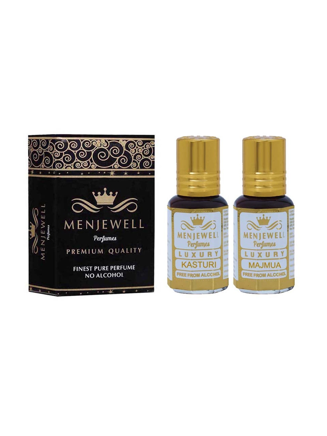 

Menjewell Luxury Set Of 2 Kasturi & Majmua Attar Perfume - 3ml Each, Yellow