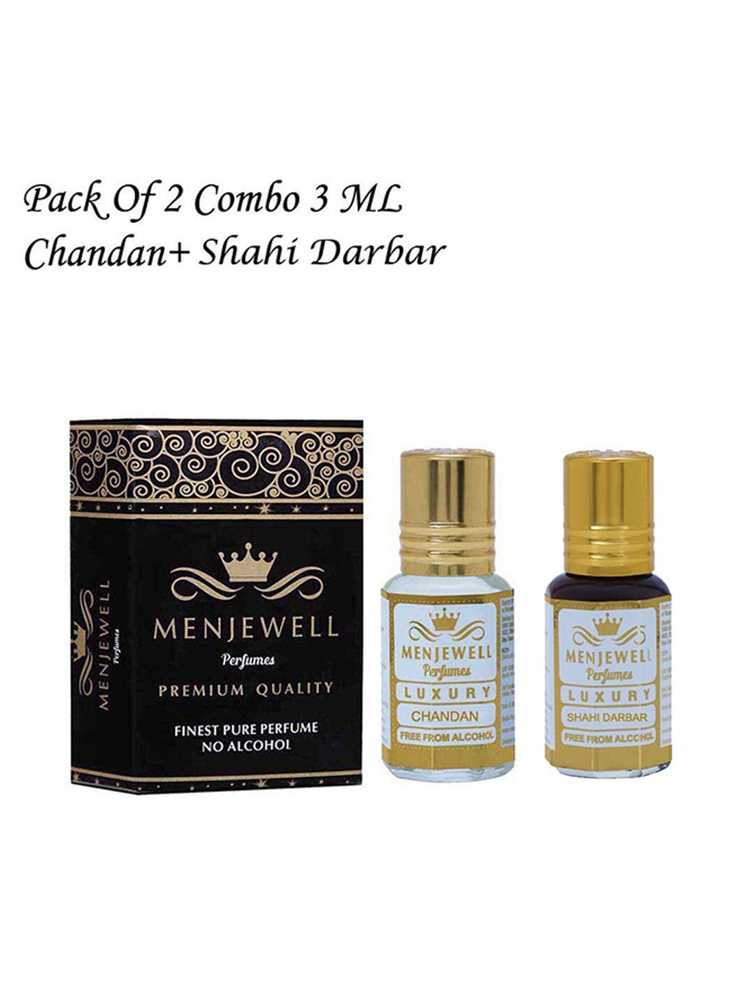 

Menjewell Luxury Set Of 2 Chandan & Shahi Darbar Attar Perfume - 3ml Each, Yellow