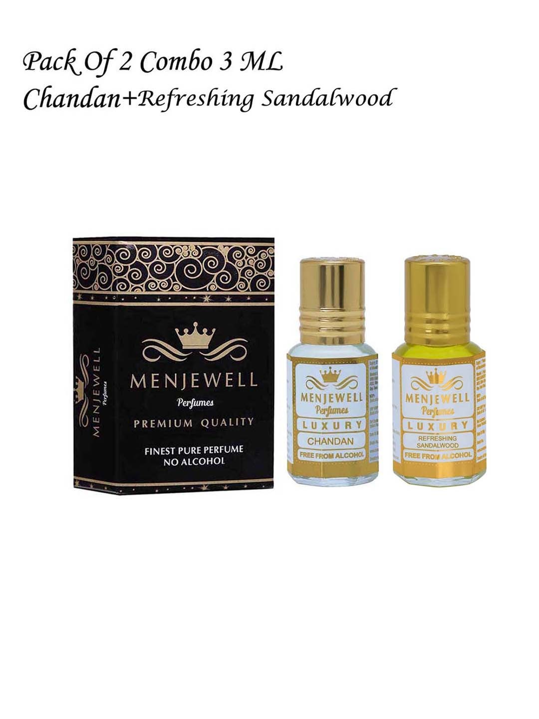 

Menjewell Luxury Chandan & Refreshing Sandalwood Attar Perfume - 3ml Each, Yellow