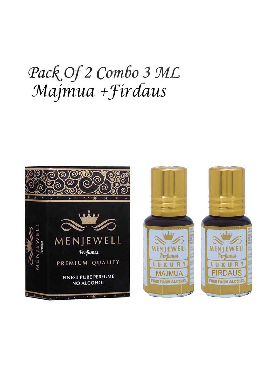 

Menjewell Luxury Majmua & Firdaus Attar Perfume - 3ml Each, Yellow