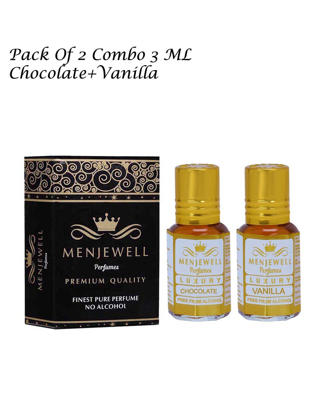 

Menjewell Luxury Chocolate & Vanilla Attar Perfume - 3ml Each, Yellow