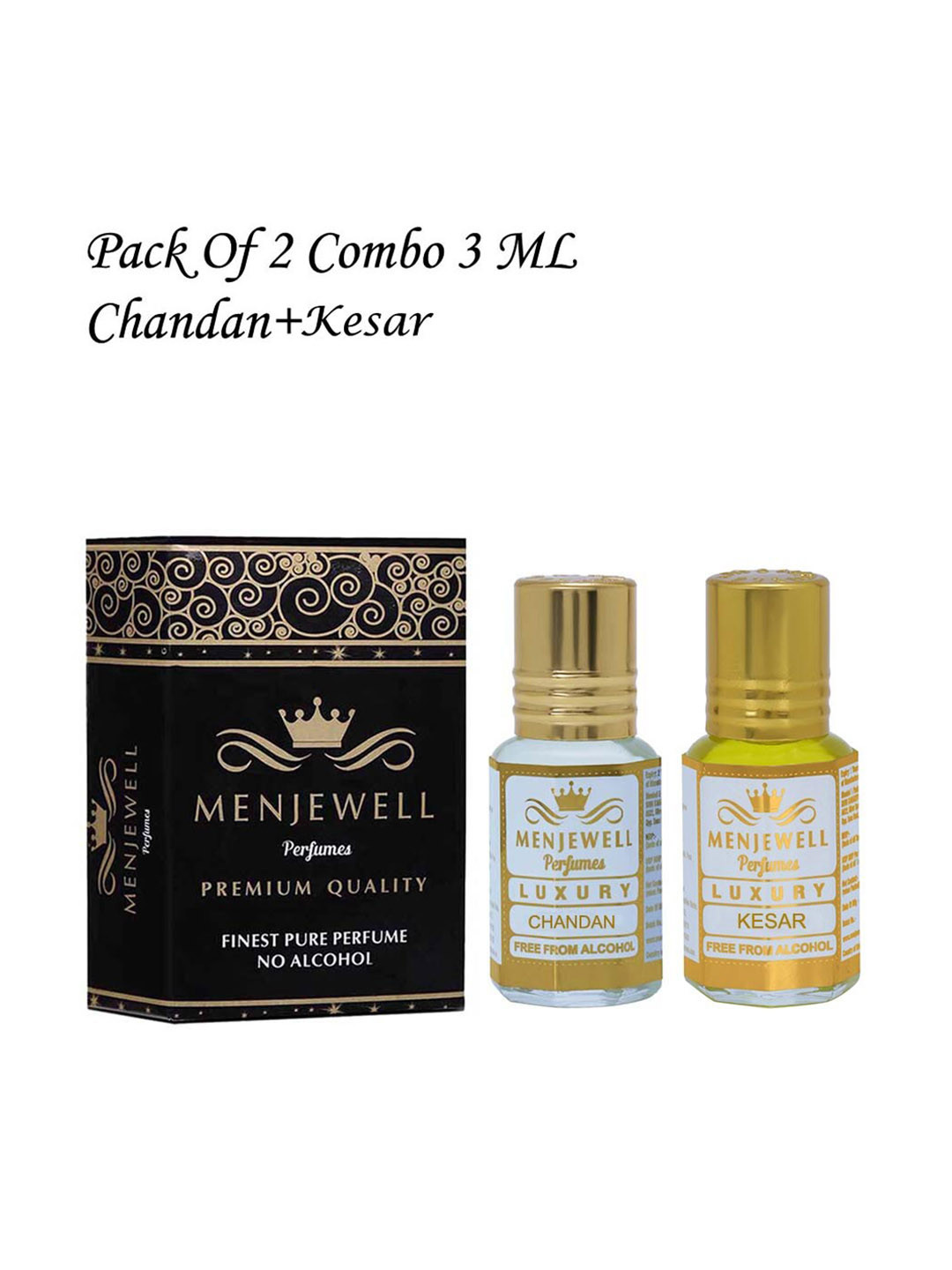 

Menjewell Luxury Chandan & Kesar Attar Perfume - 3ml Each, Yellow