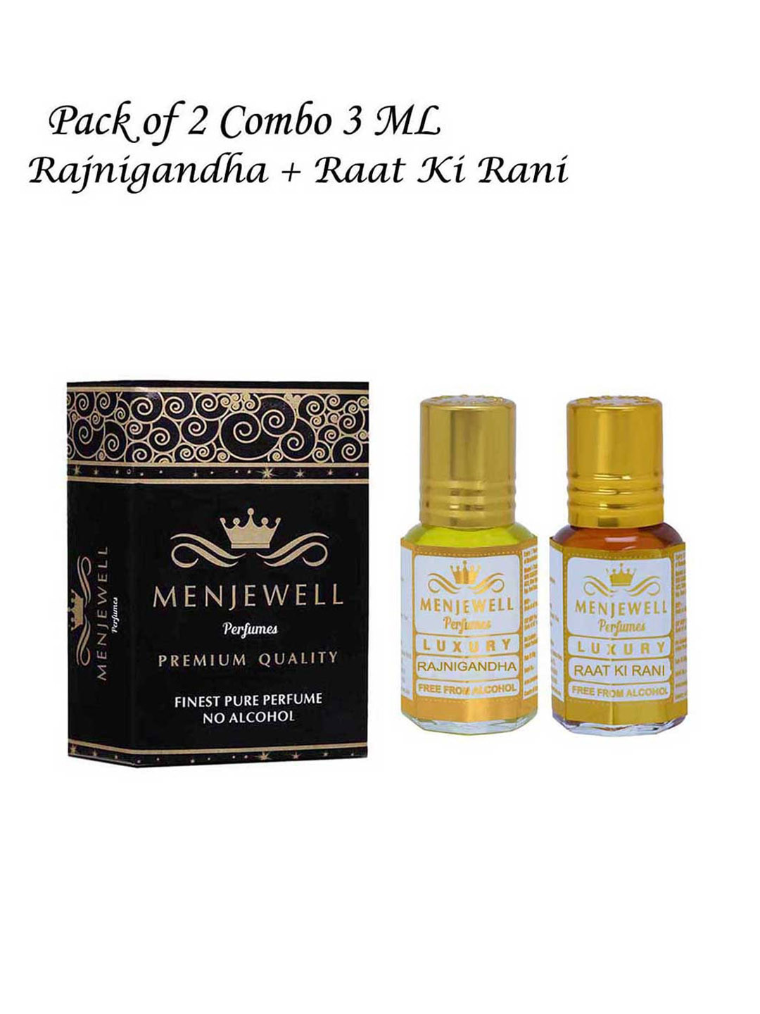 

Menjewell Luxury Rajnigandha & Raat Ki Rani Attar Perfume - 3ml Each, Yellow
