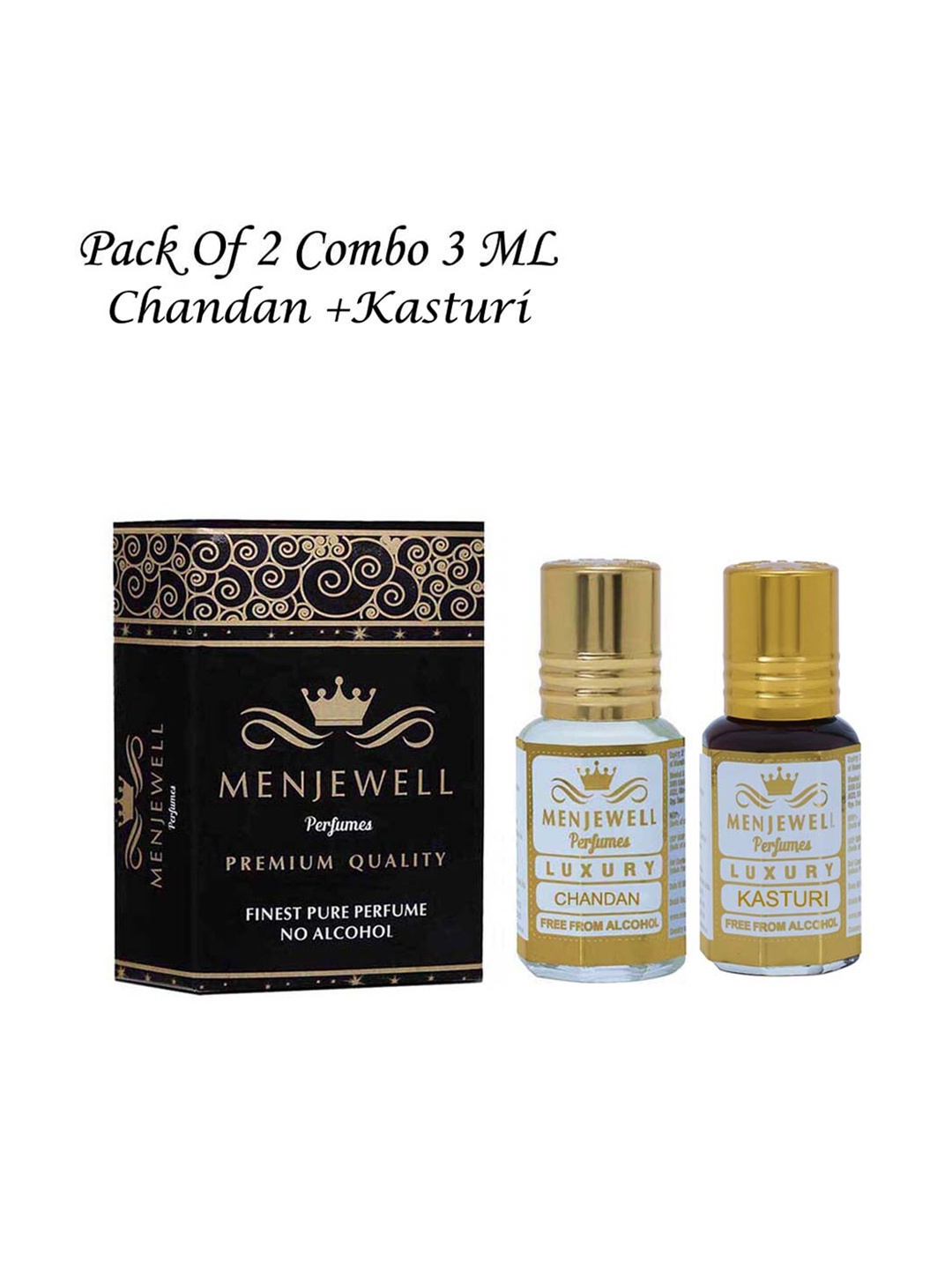 

Menjewell Luxury Chandan & Kasturi Attar Perfume - 3ml Each, Yellow