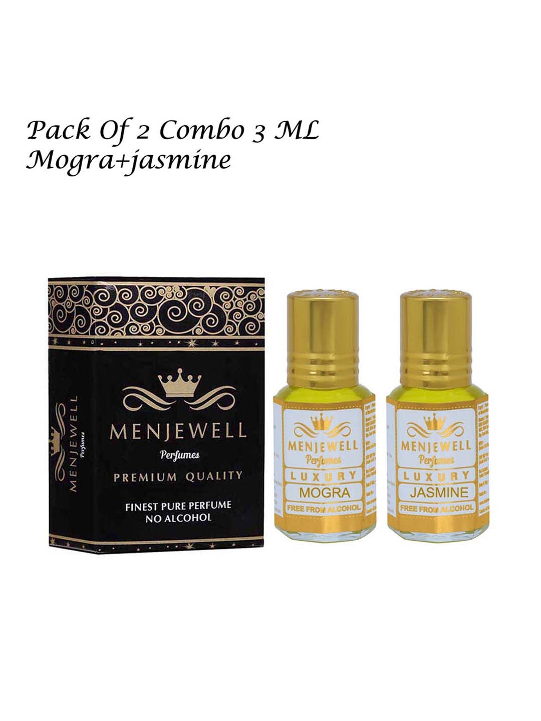 

Menjewell Luxury Mogra & Jasmine Attar Perfume - 3ml Each, Yellow