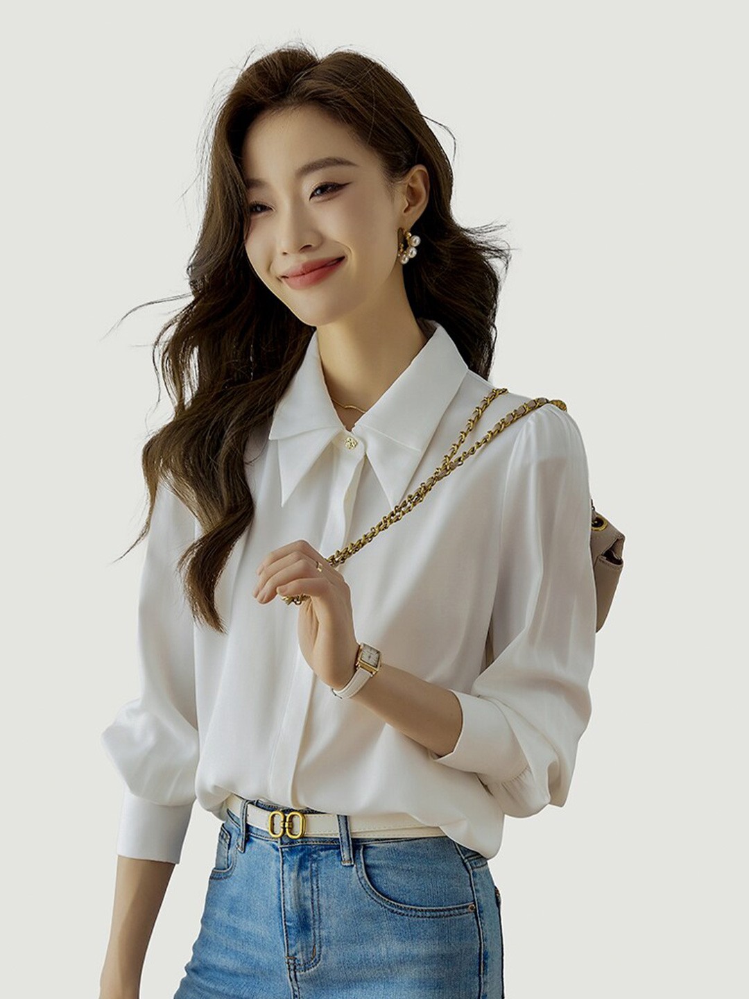 

JC Collection Spread Collar Casual Shirt, White