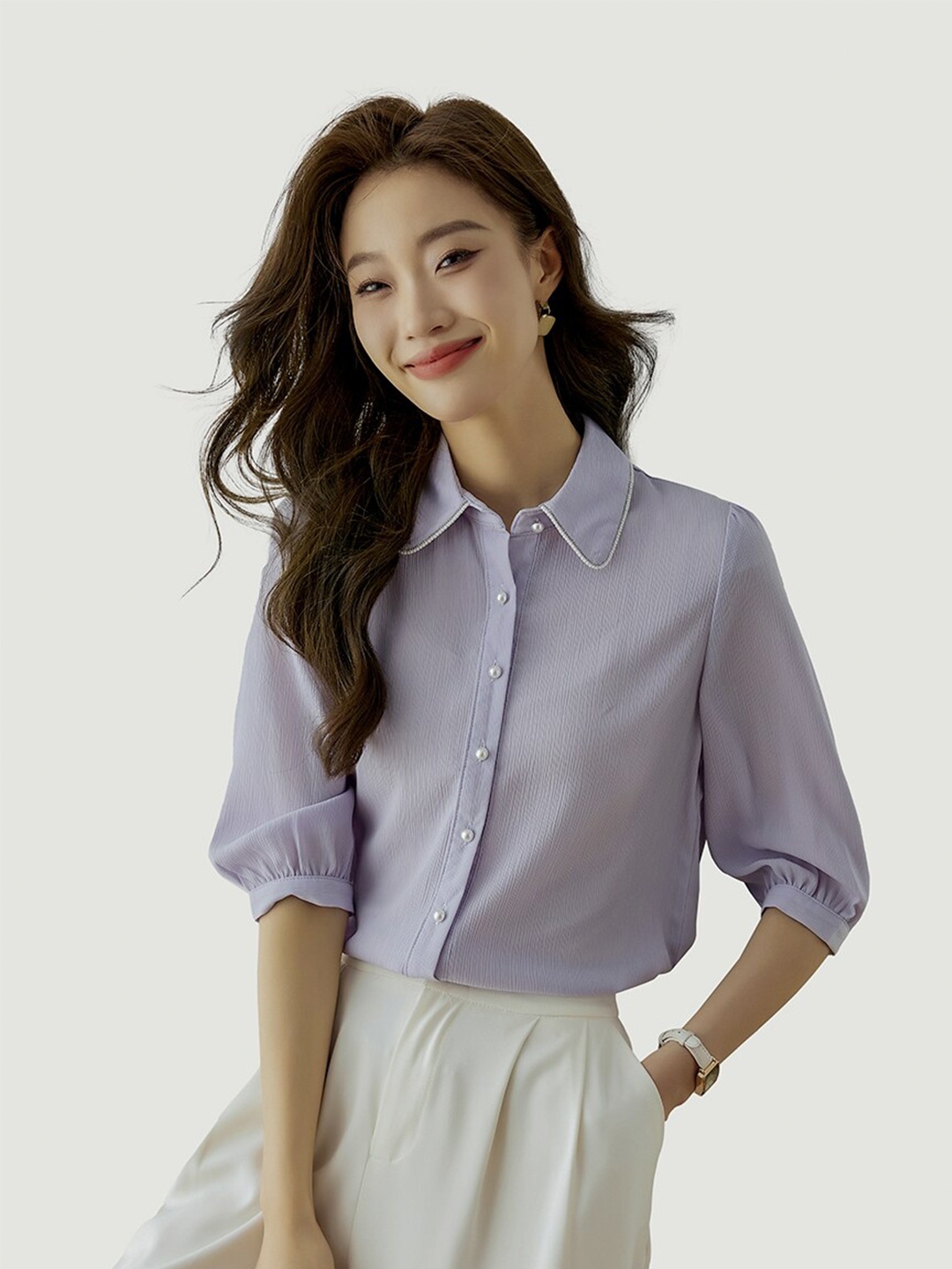 

JC Collection Spread Collar Casual Shirt, Purple