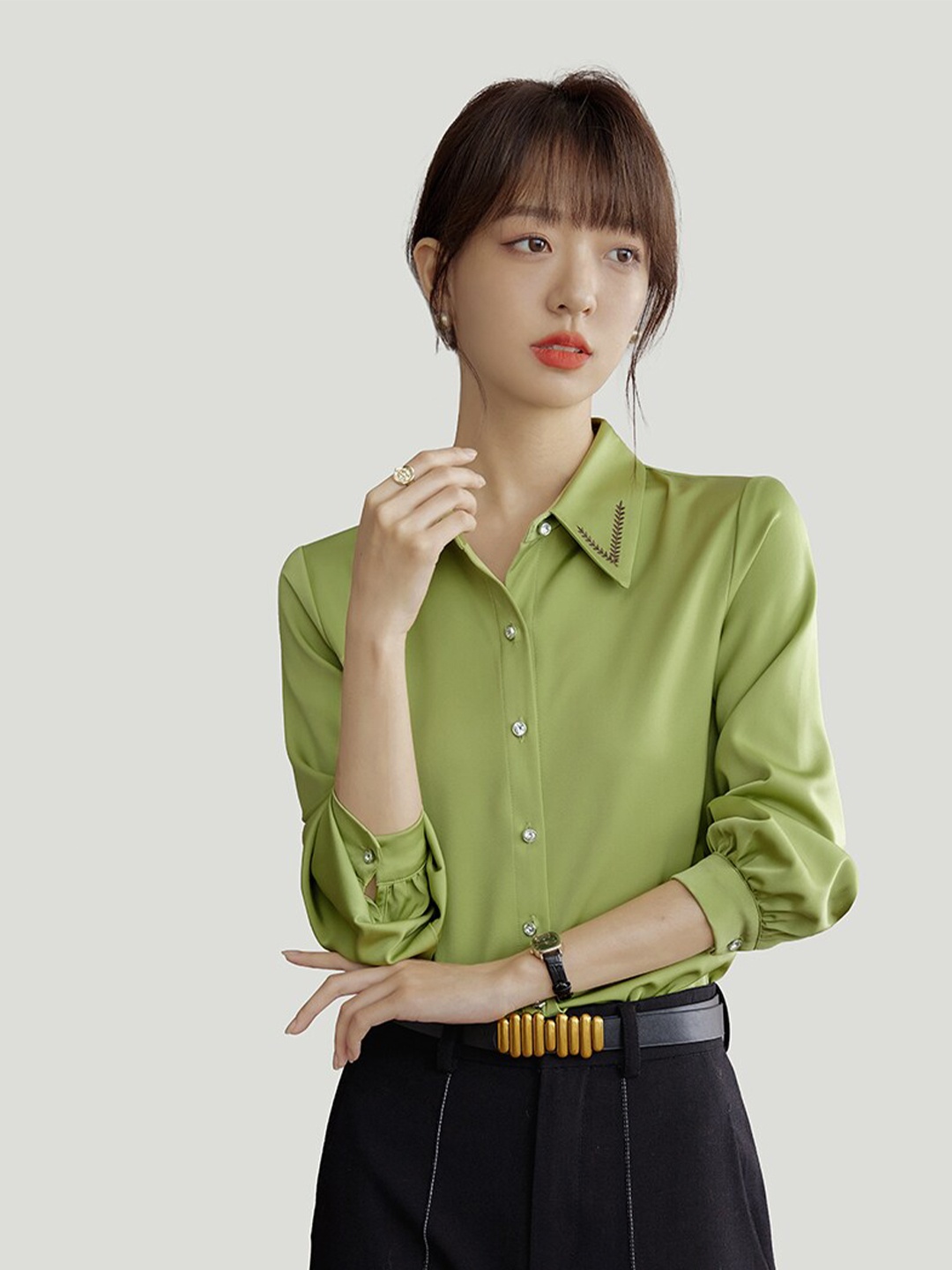 

JC Collection Regular Fit Opaque Casual Shirt, Green
