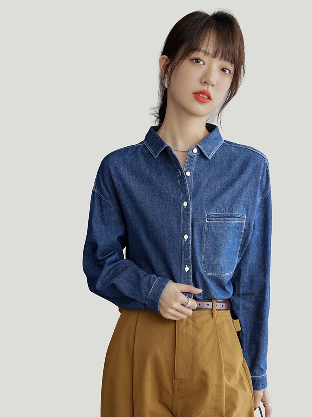 

JC Collection Spread Collar Casual Shirt, Blue