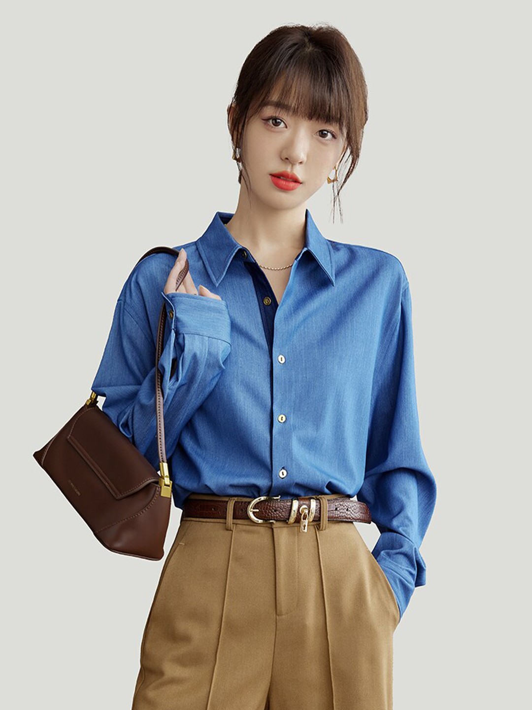 

JC Collection Spread Collar Casual Shirt, Blue