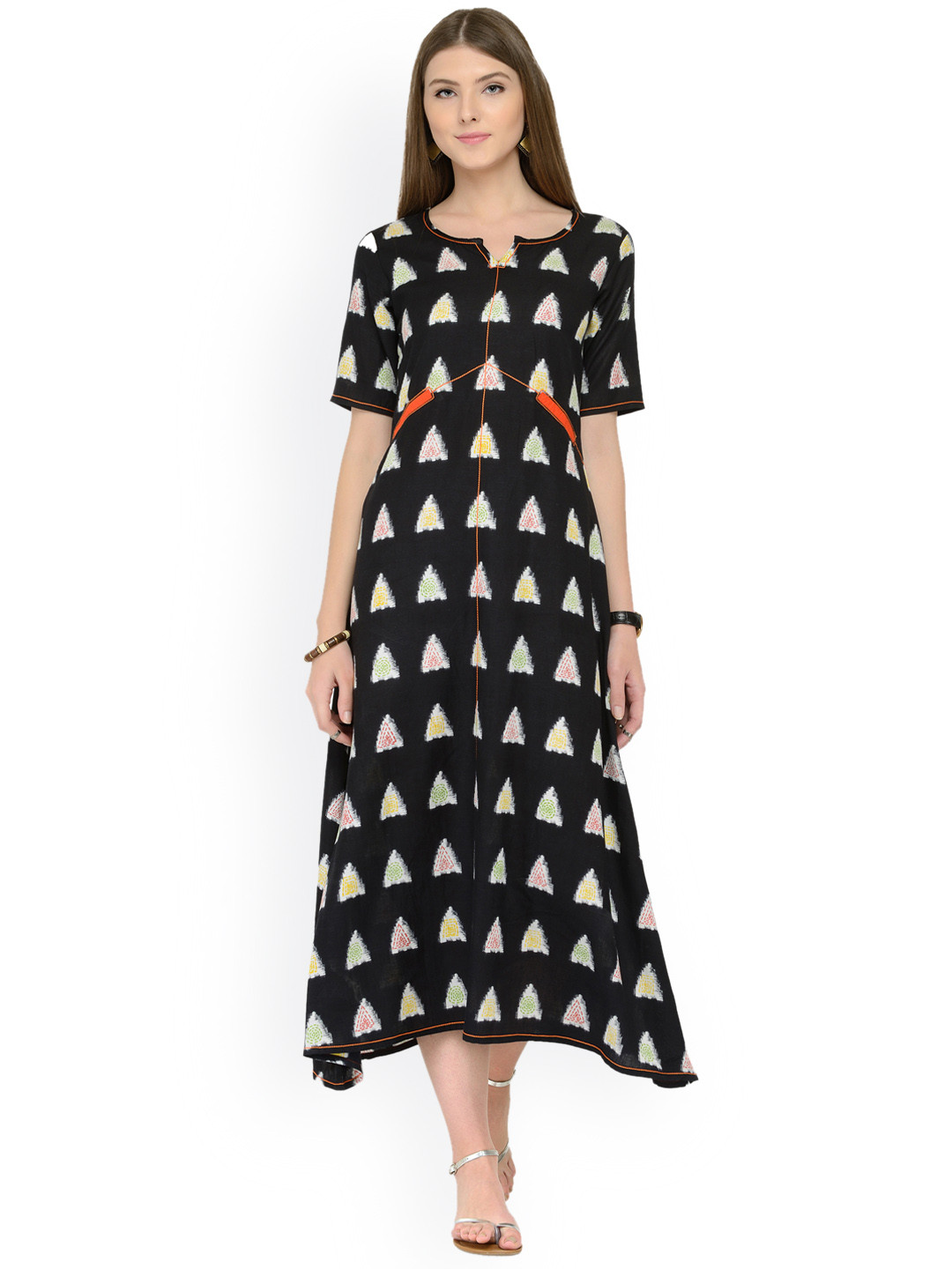 

Varanga Women Black & White Printed A-Line Dress