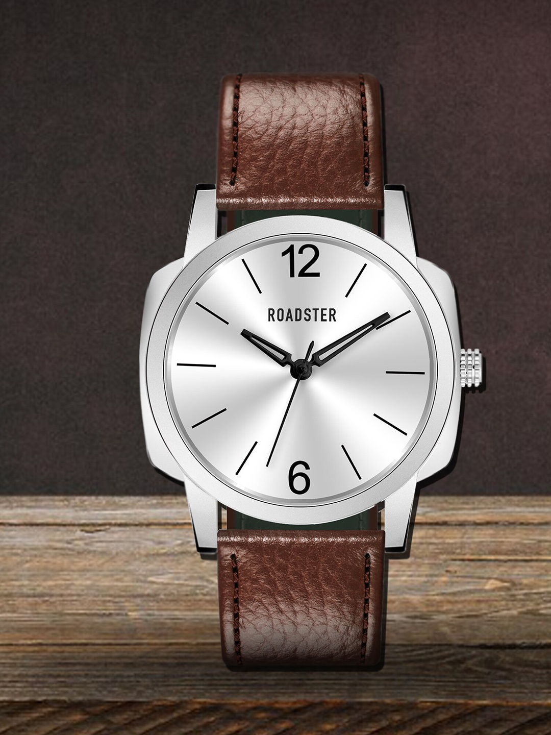 

The Roadster Lifestyle Co. Men Leather Straps Analogue Watch RD-06-Silver, Brown