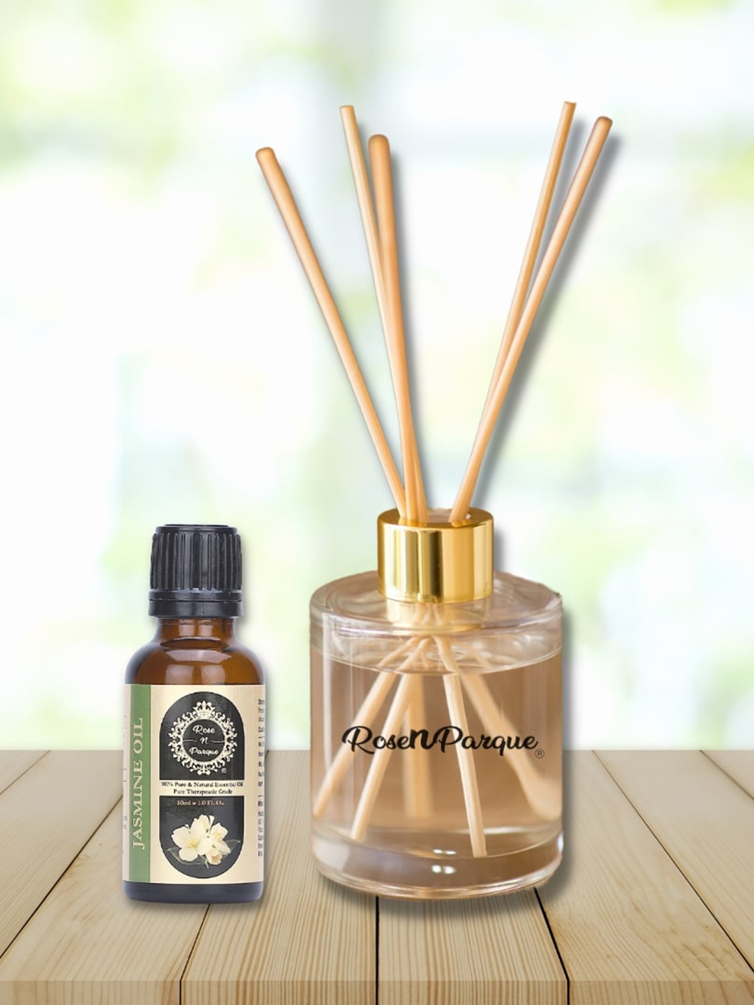 

ROSENPARQUE Natural Jasmine Essential Oil Diffuser with 4 Reeds, Transparent