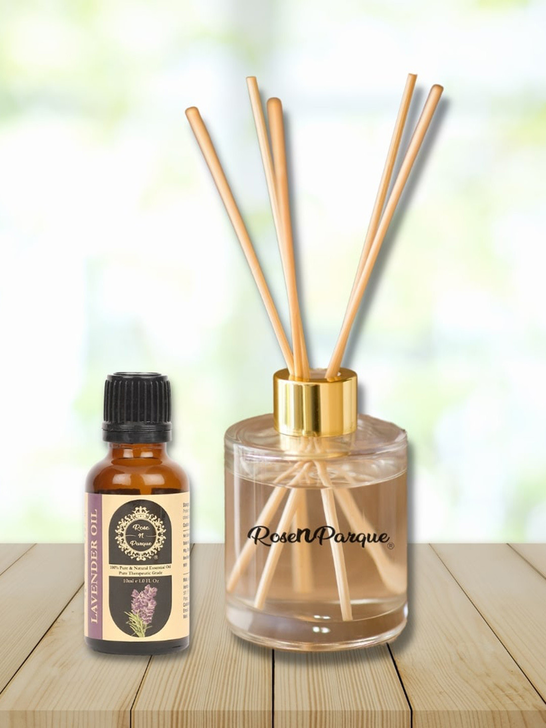

ROSENPARQUE Natural Lavender Essential Oil Diffuser with 4 Reeds, Transparent