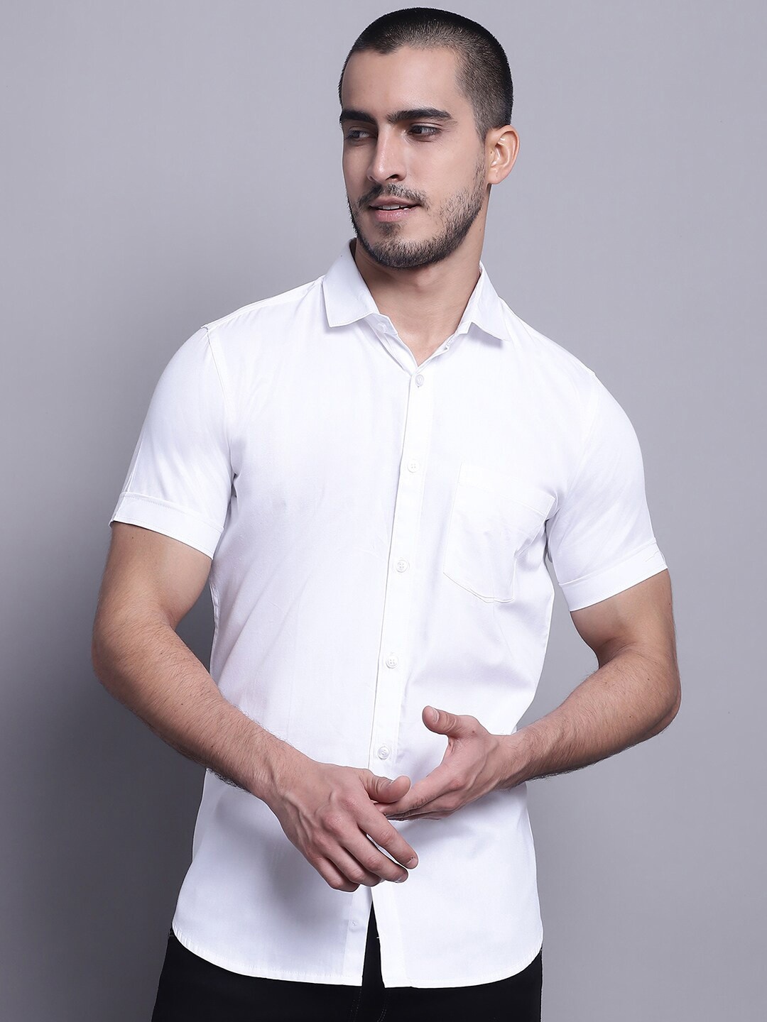 

HANUMNTRA Comfort Casual Shirt, White