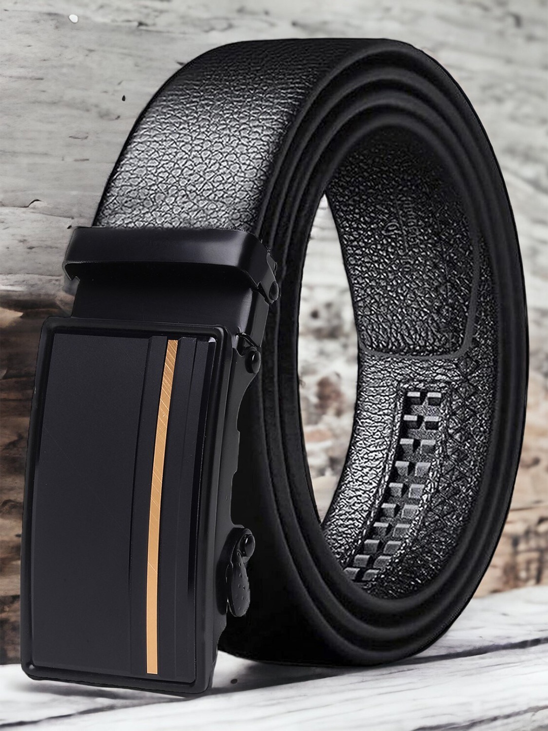 

Roadster Men Textured Vegan Leather Formal Belt, Black