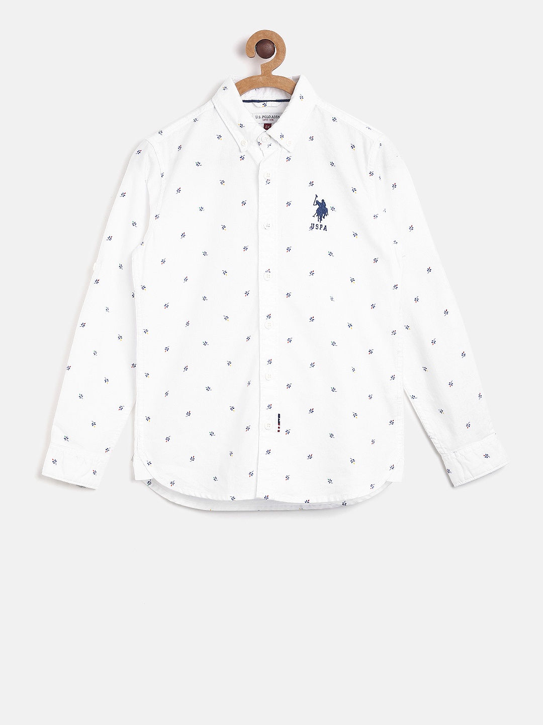 

U.S. Polo Assn. Kids Boys White Regular Fit Printed Casual Shirt