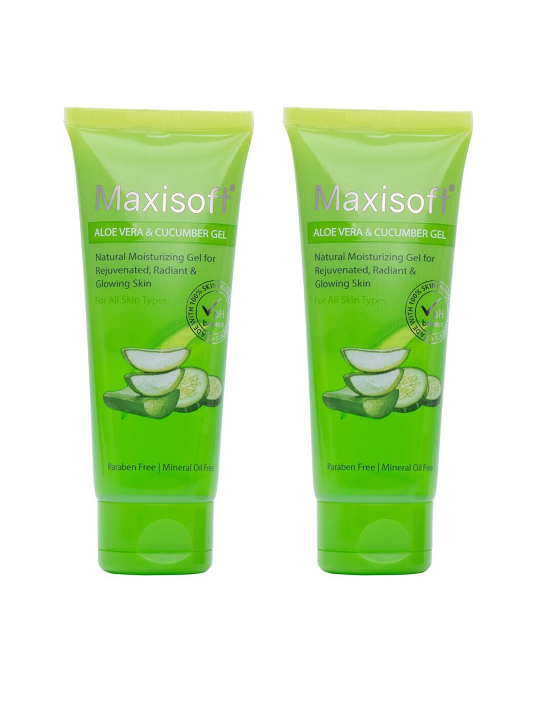 

Maxisoft Set Of 2 Natural Aloe Vera & Cucumber Gel for Glowing Skin -120g each, Green