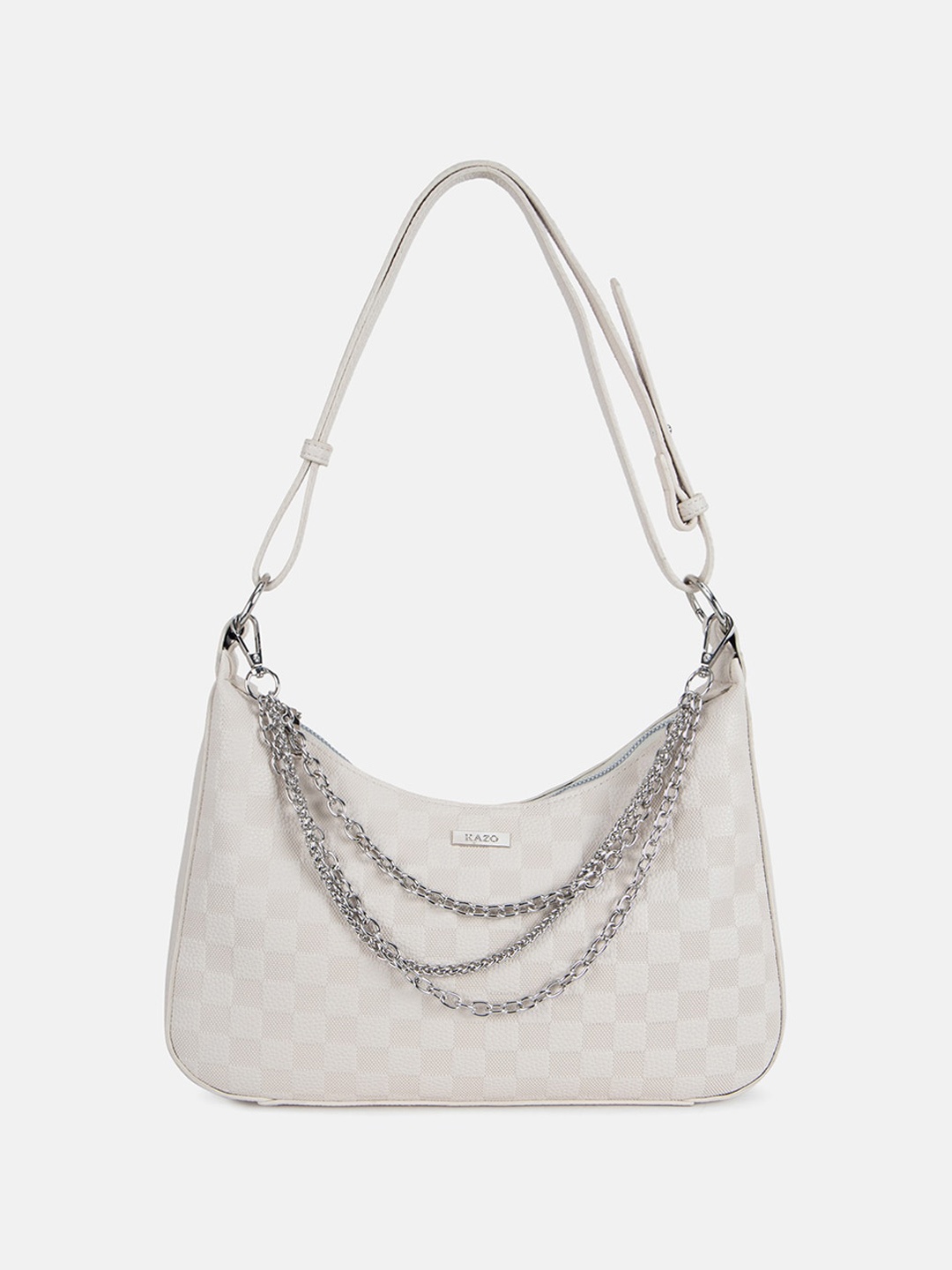 

Kazo Textured Structured Hobo Bag, Off white