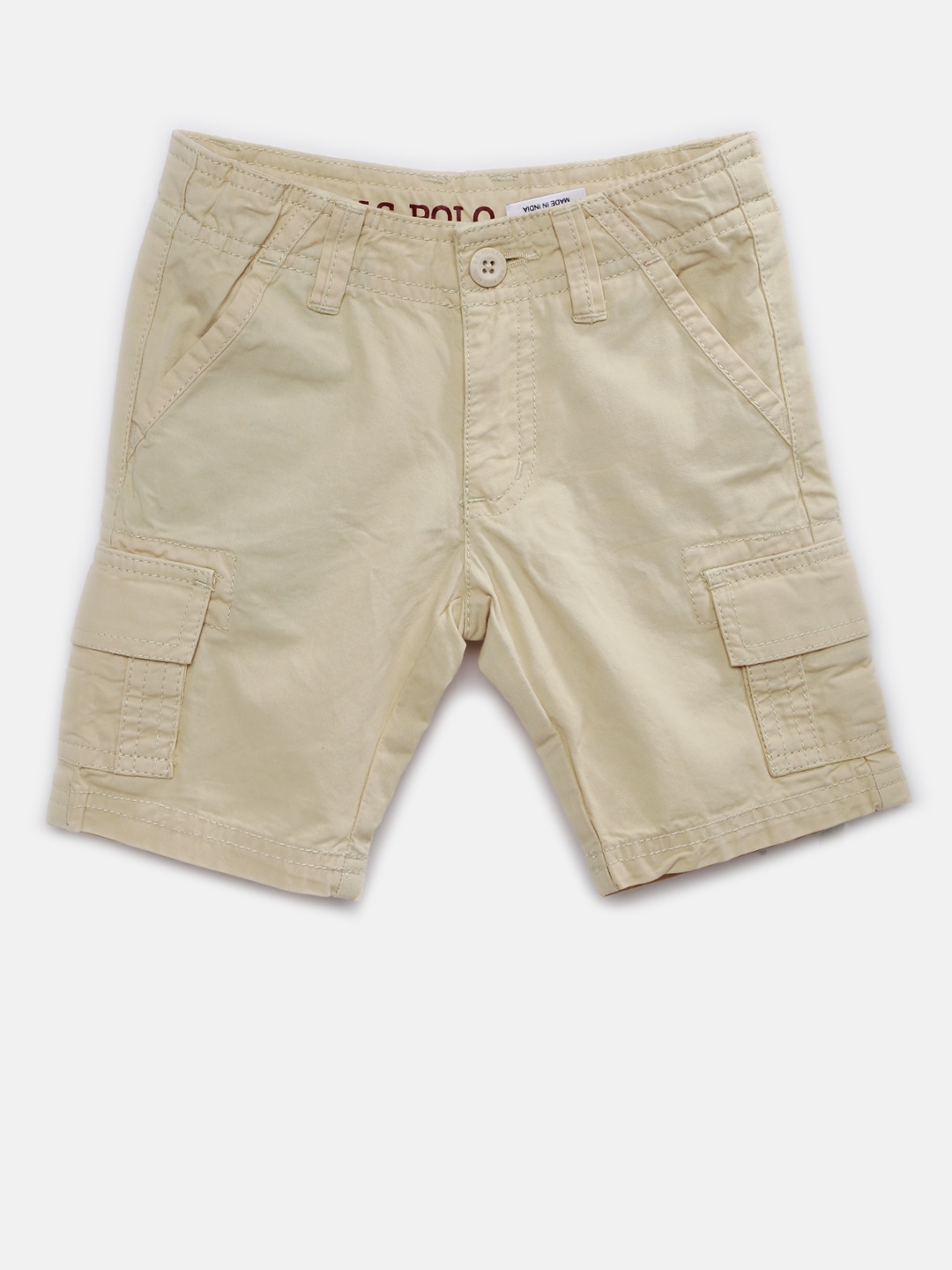 

U.S. Polo Assn. Kids Boys Beige Solid Regular Fit Cargo Shorts