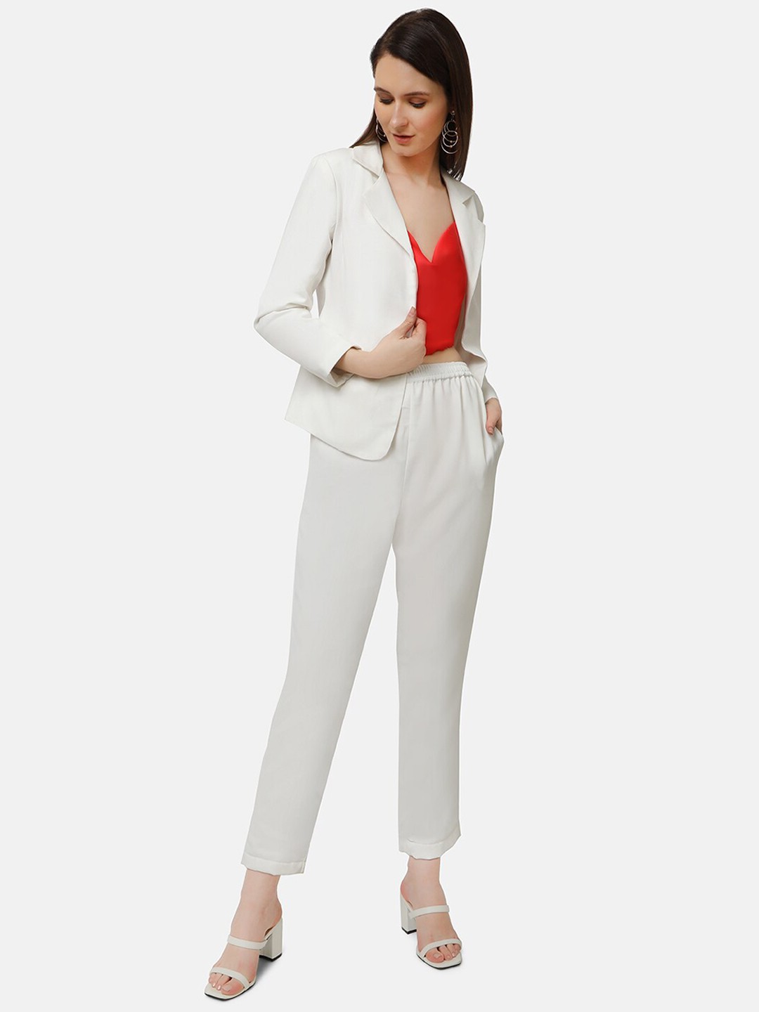 

Ashtag Label Collar Long Sleeve Coat & Trousers Co-Ords, White