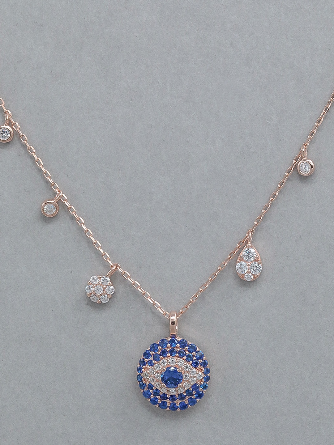 

Unniyarcha Rose Gold-Plated Evil Eye Chain, Silver