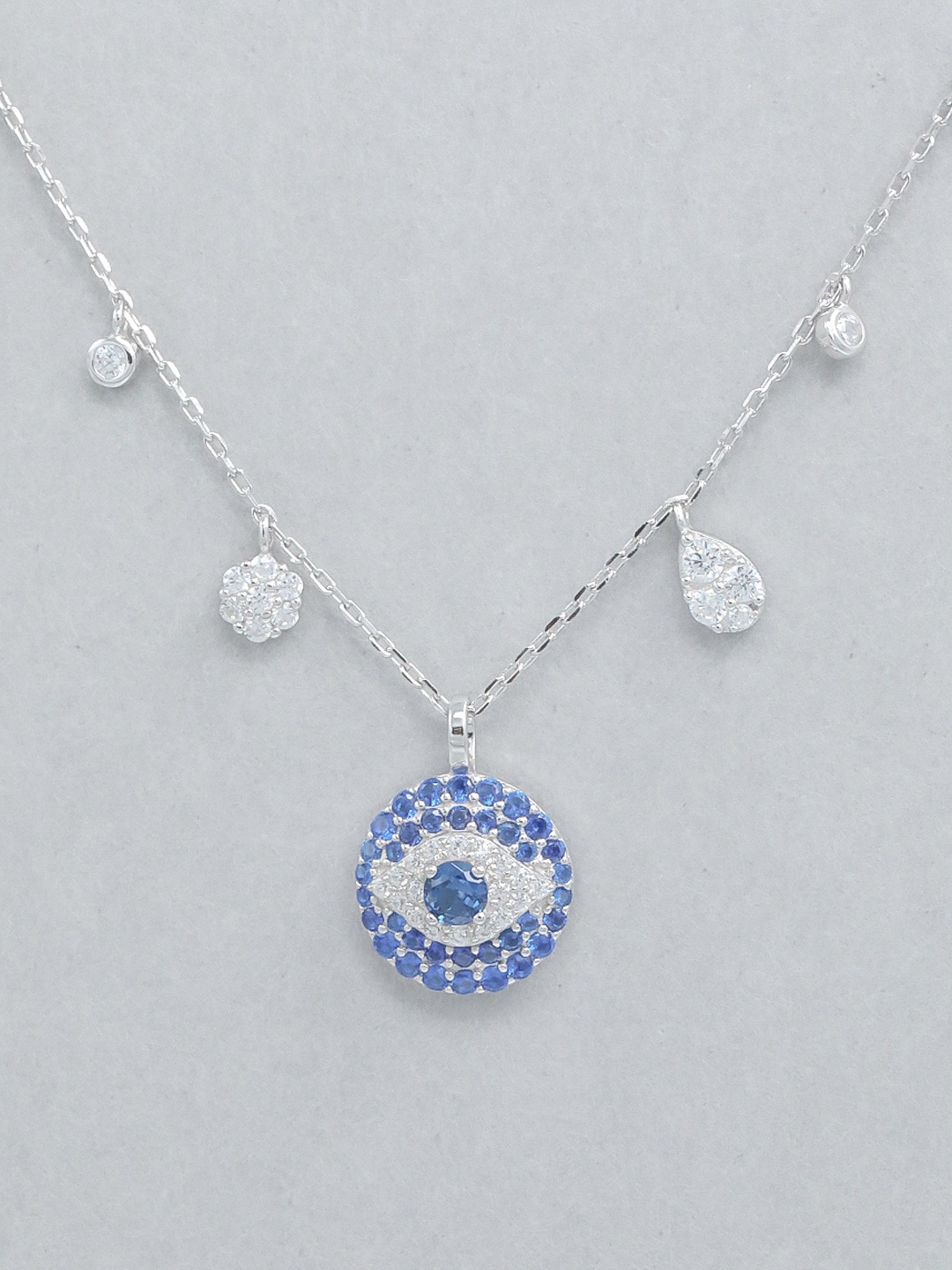

Unniyarcha Rose Gold-Plated Evil Eye Chain, Silver