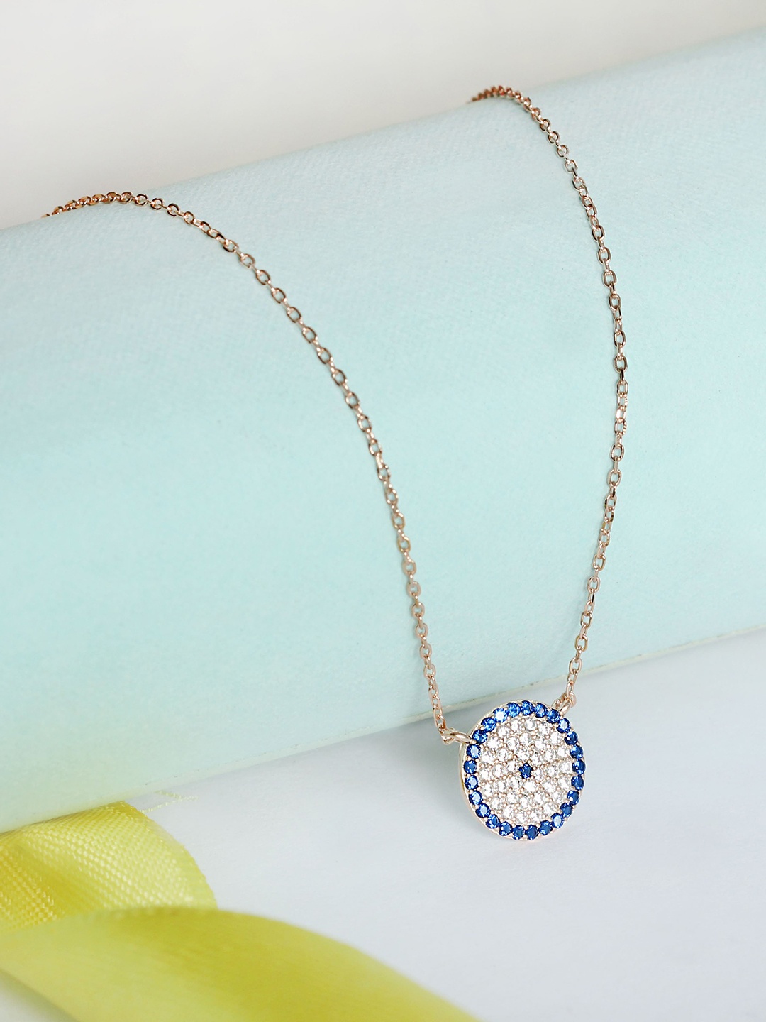 

Unniyarcha 92.5 Silver Evil Eye Rose Gold-Plated Necklace