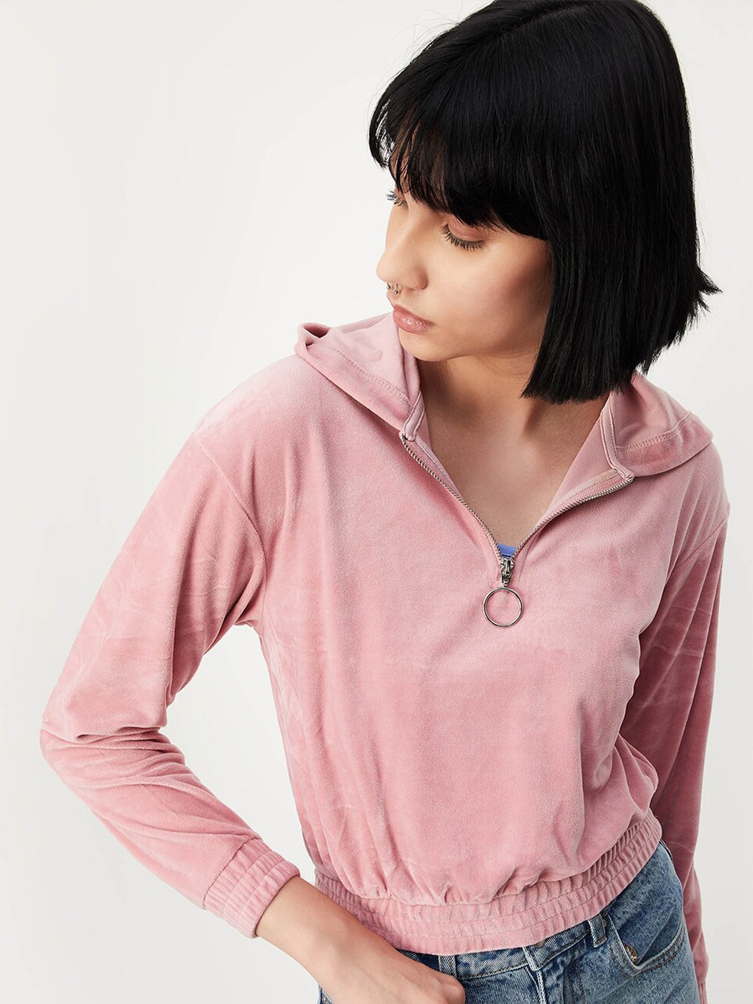 

max Hooded Front Open Sweatshirt, Pink