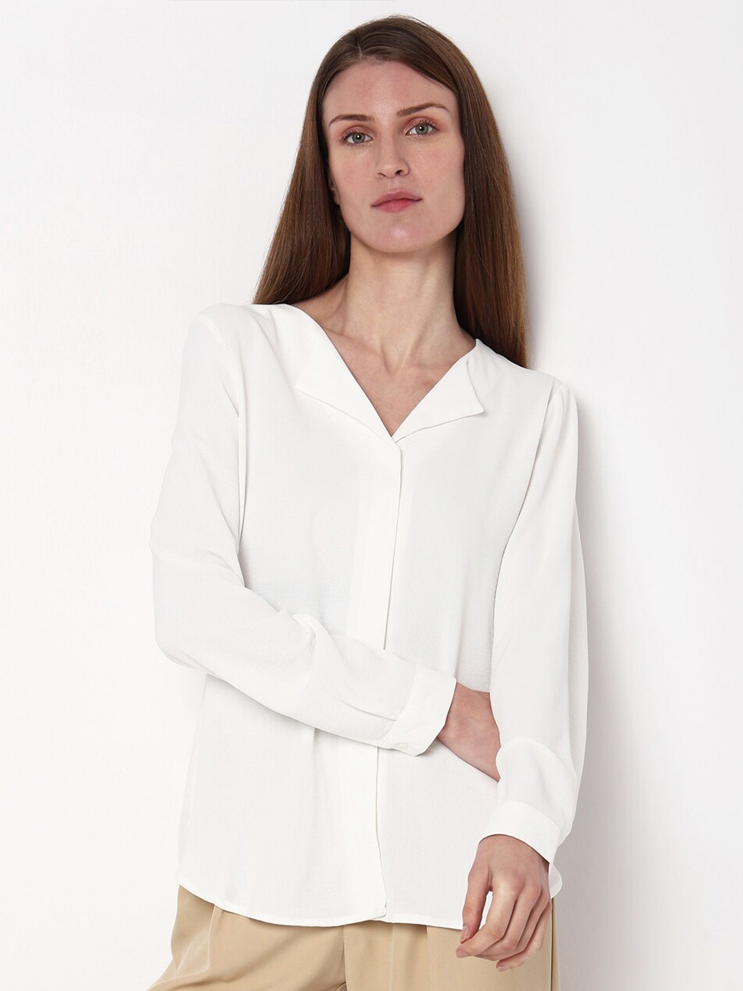 

Vero Moda Textured Opaque Casual Shirt, White