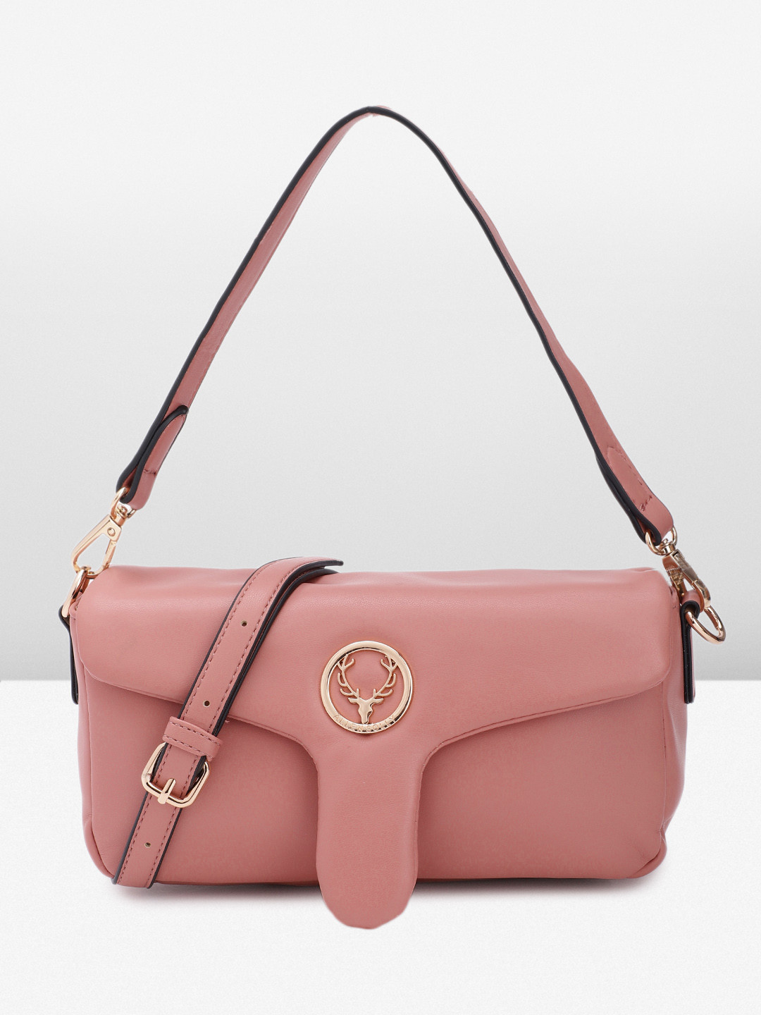 

Allen Solly Solid Structured Handheld Bag, Nude