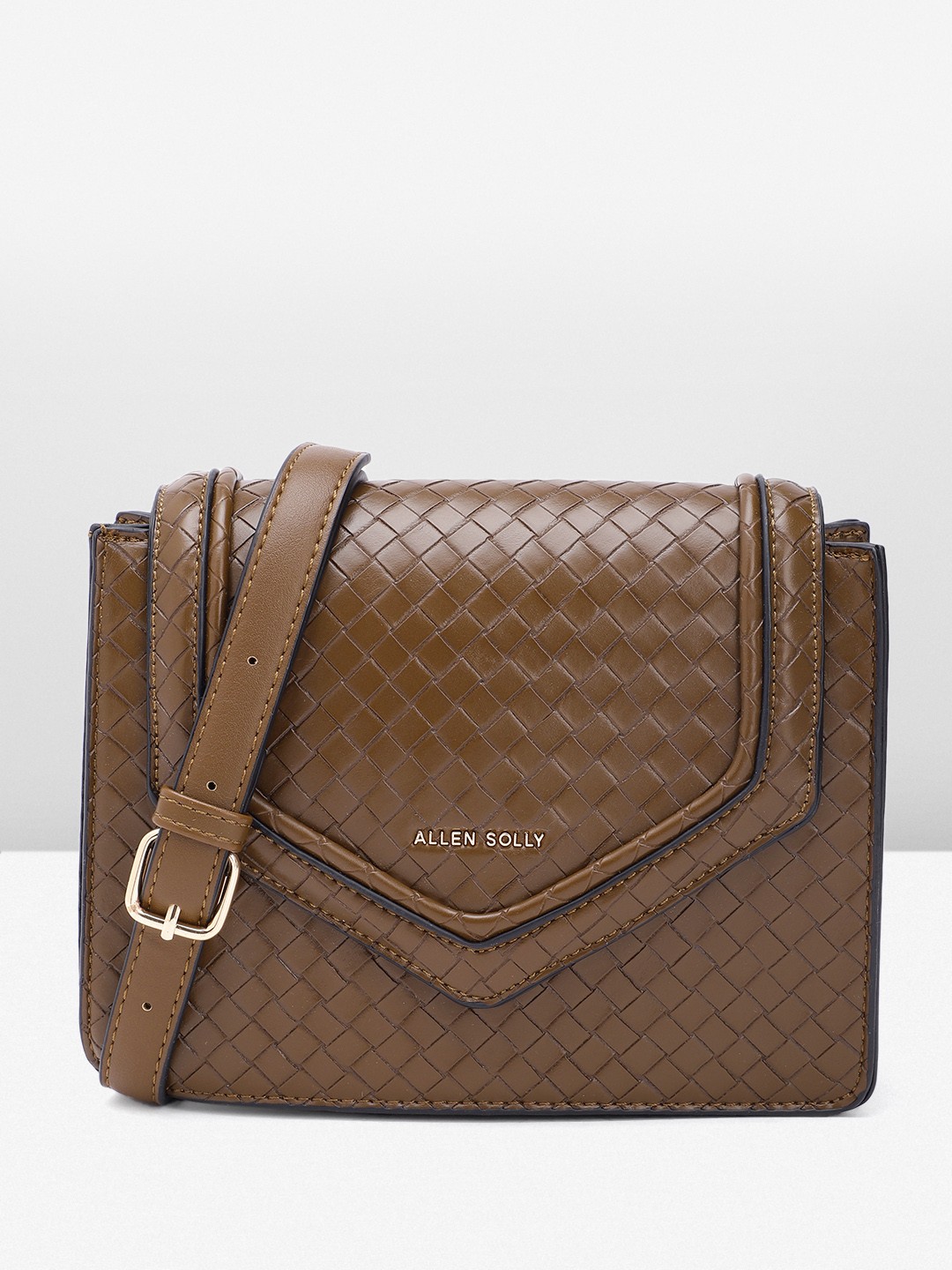 

Allen Solly Textured Structured Sling Bag, Brown