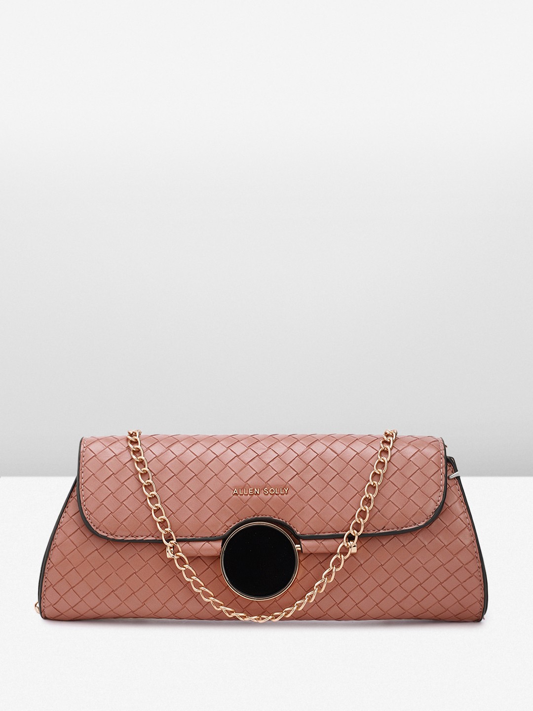 

Allen Solly Geometric Textured Structured Sling Bag, Nude