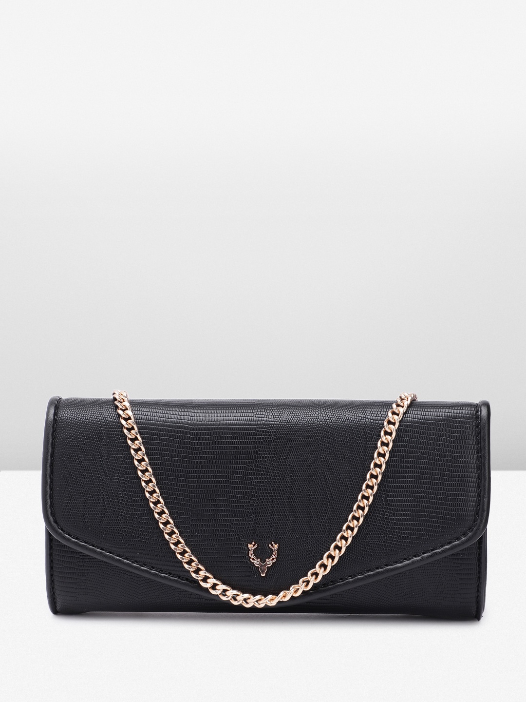 

Allen Solly Abstract Textured Structured Sling Bag, Black