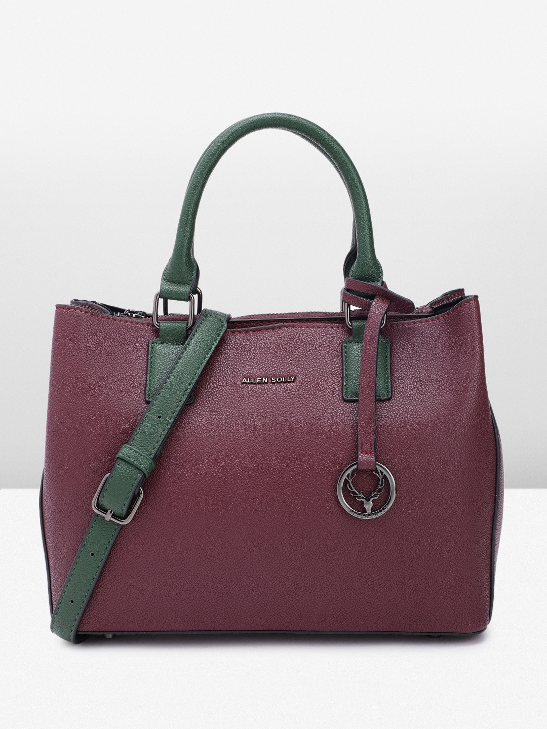 

Allen Solly Abstract Textured Structured Handheld Bag, Burgundy