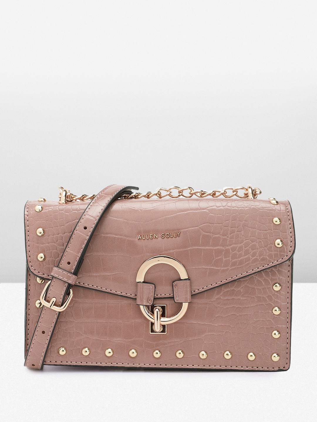 

Allen Solly Animal Textured Structured Sling Bag, Nude