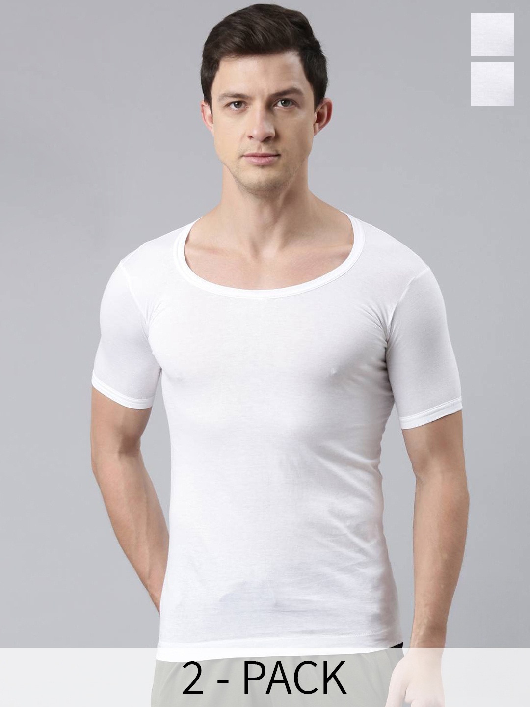 

DIXCY SCOTT Pack Of 2 Modern Fit Cotton Undershirt Innerwear Vests, White